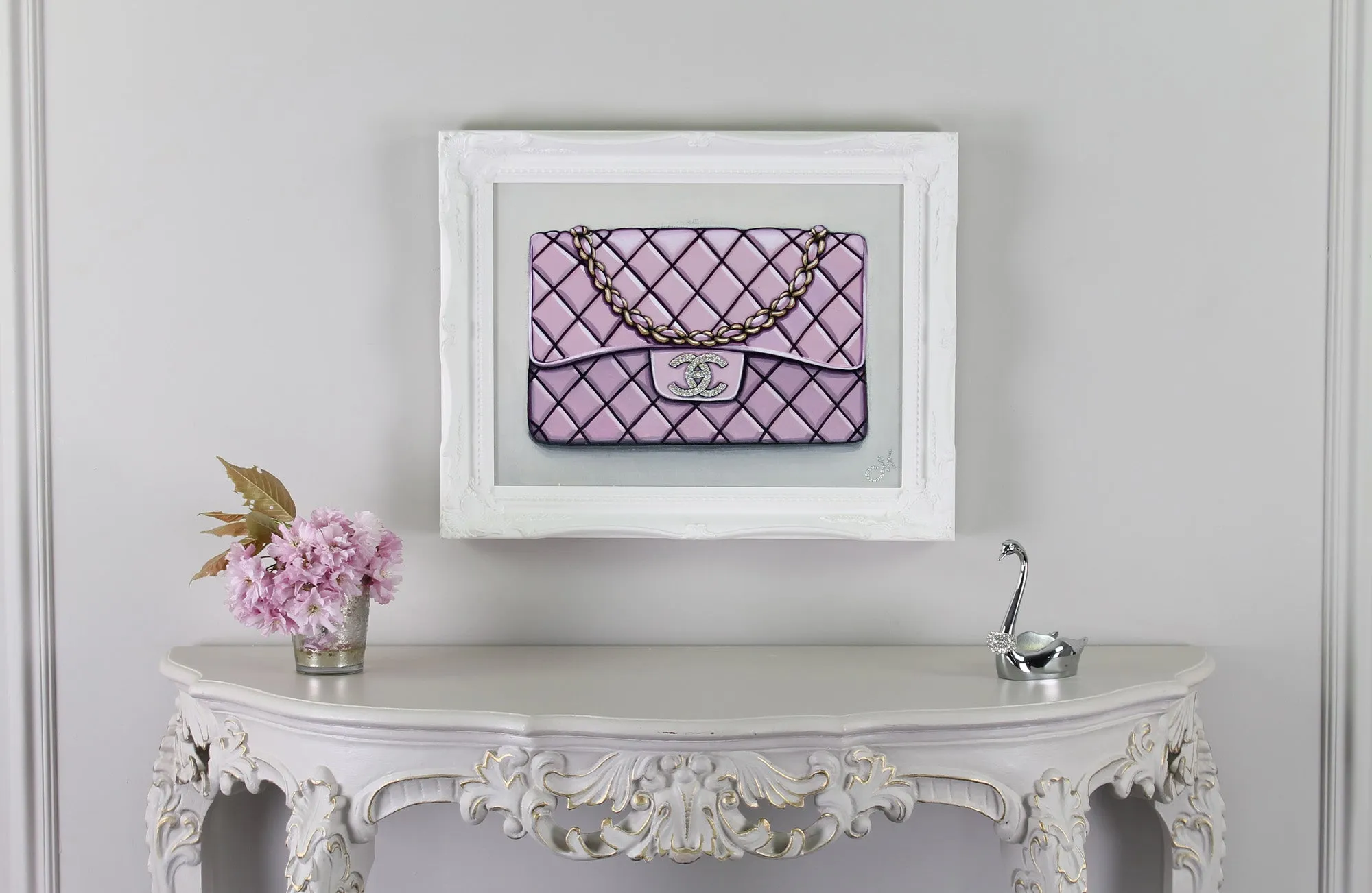 Medium Limited Edition Diamond Bebe Rose Chanel Giclée