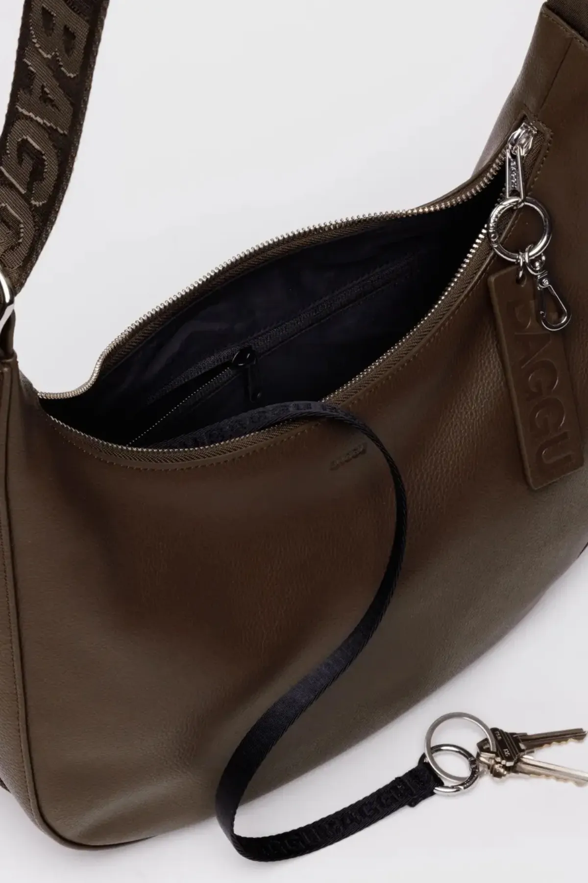 Medium Recycled Leather Crescent Bag