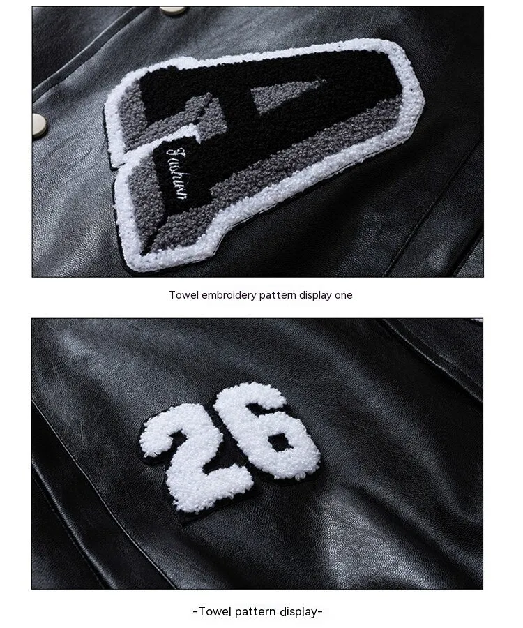 Men's Lapel PU Leather Jacket