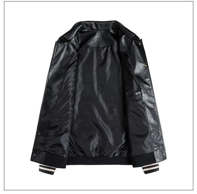 Men's Lapel PU Leather Jacket