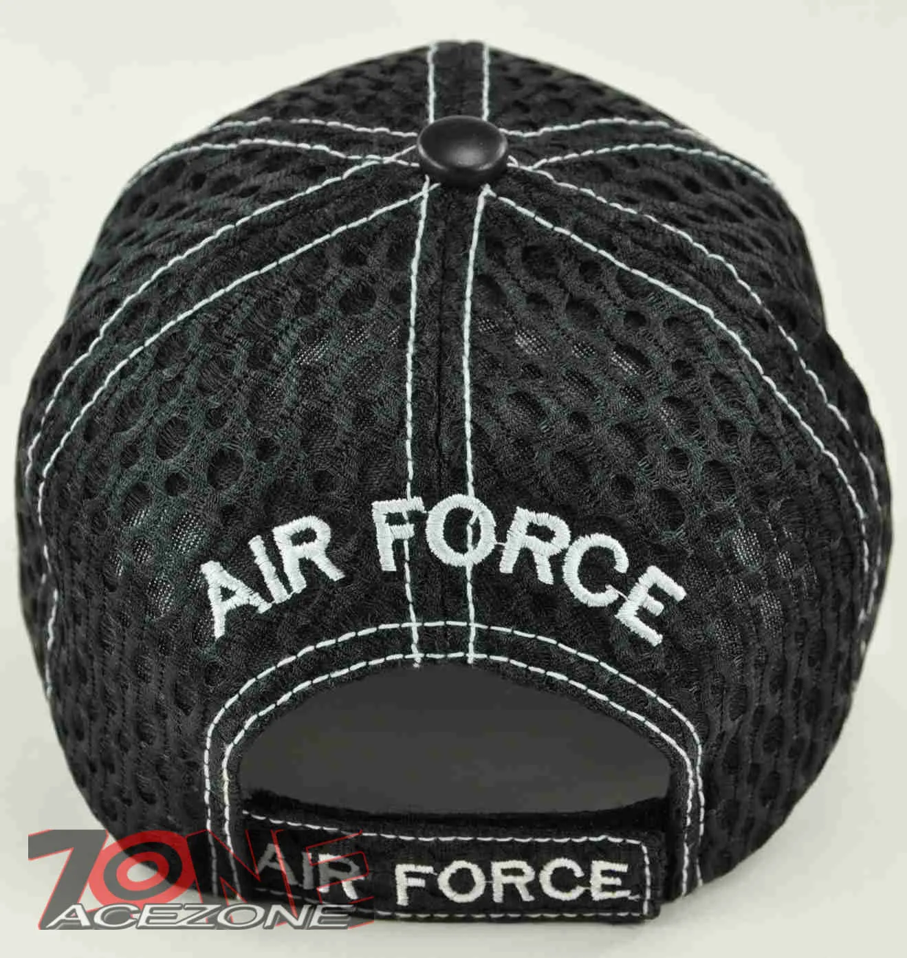 MESH W/LEATHER US AIR FORCE USAF CAP HAT ROUND BLACK