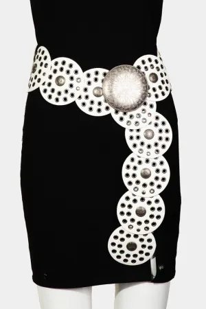 Metallic Leather Disc Belt