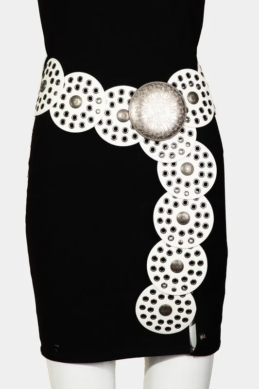 Metallic Leather Disc Belt