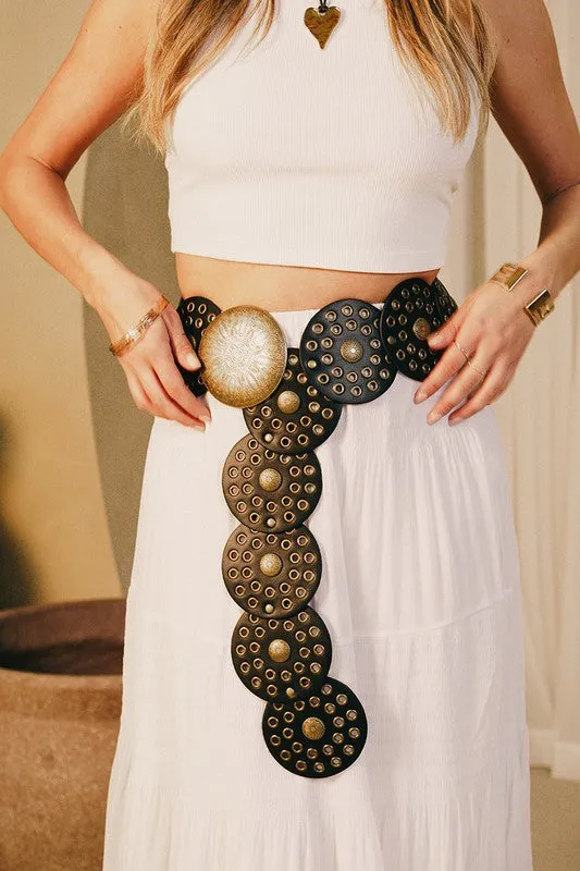 Metallic Leather Disc Belt