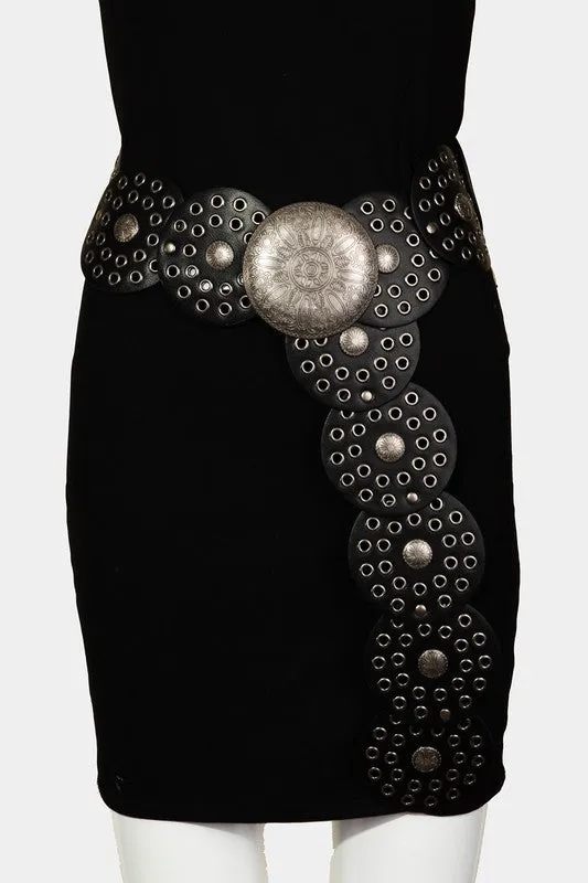 Metallic Leather Disc Belt