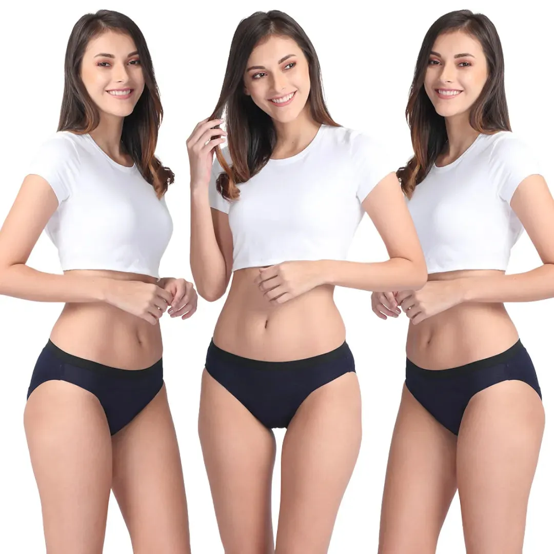 Modal Reusable Period Panties | Hipster Fit | Prevents Front & Back Stains | 3 Pack