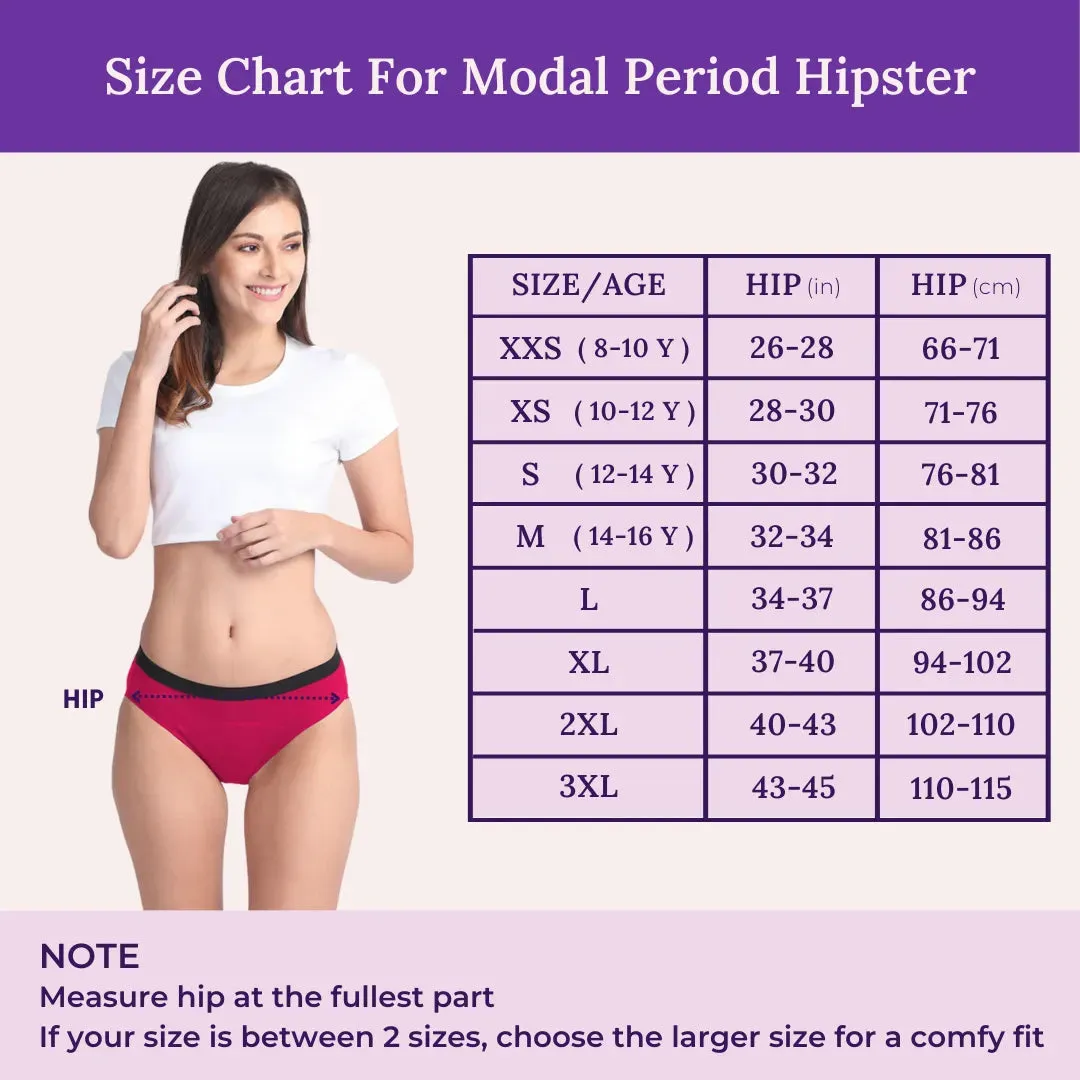 Modal Reusable Period Panties | Hipster Fit | Prevents Front & Back Stains | 3 Pack