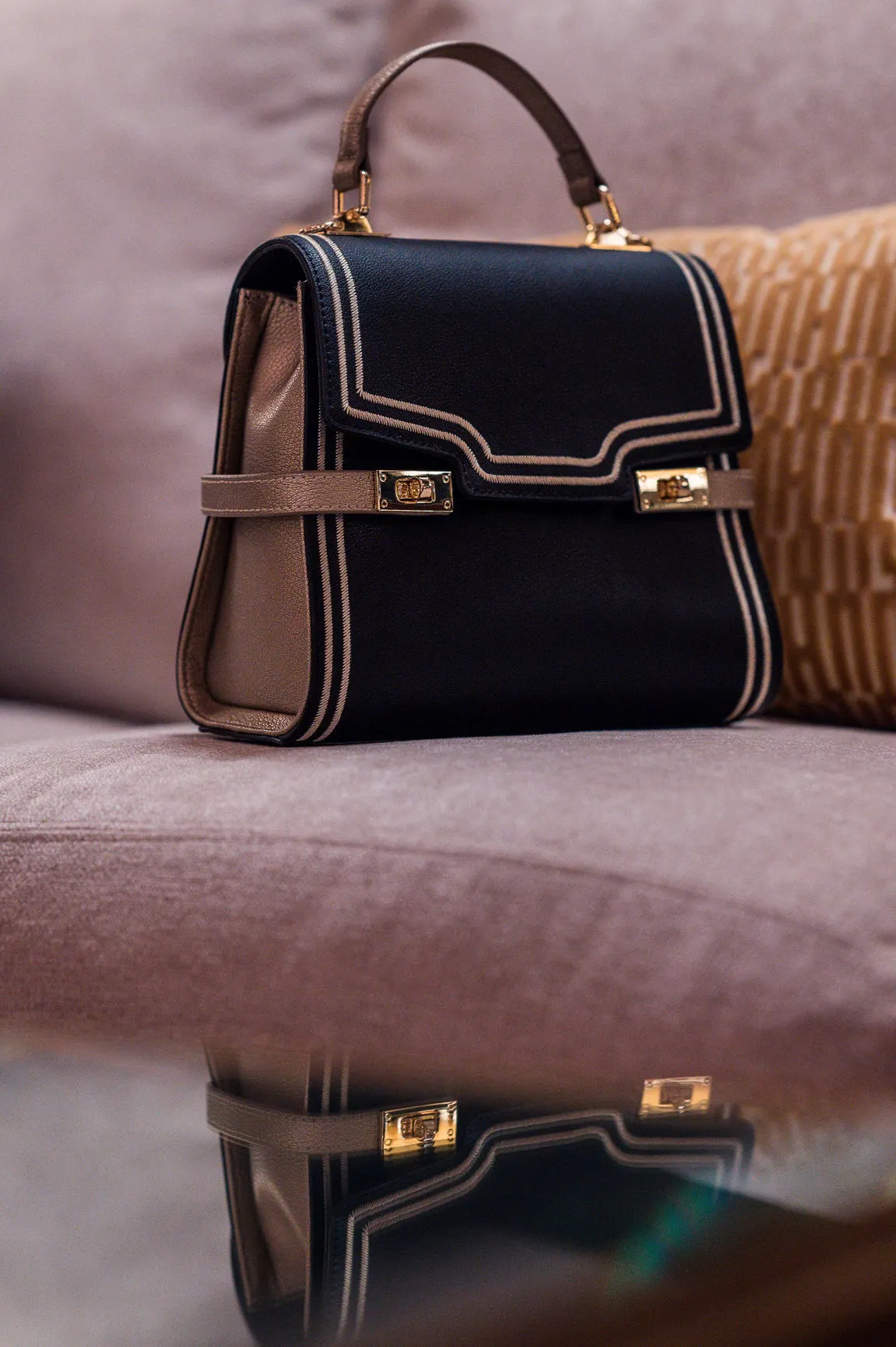 NEW Leather Black and Gold Luxe Tote