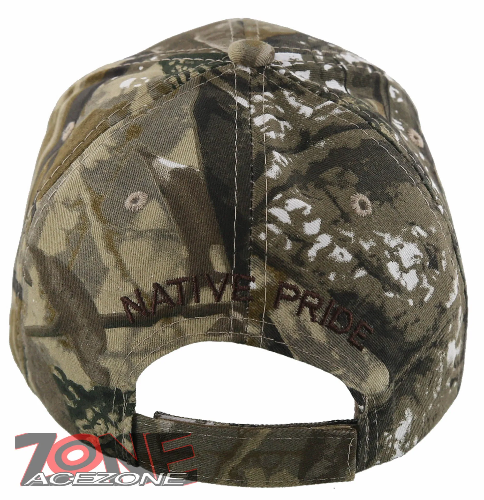 NEW! NATIVE PRIDE BEAR FEATHERS FAUX LEATHER BASEBALL CAP HAT CAMO