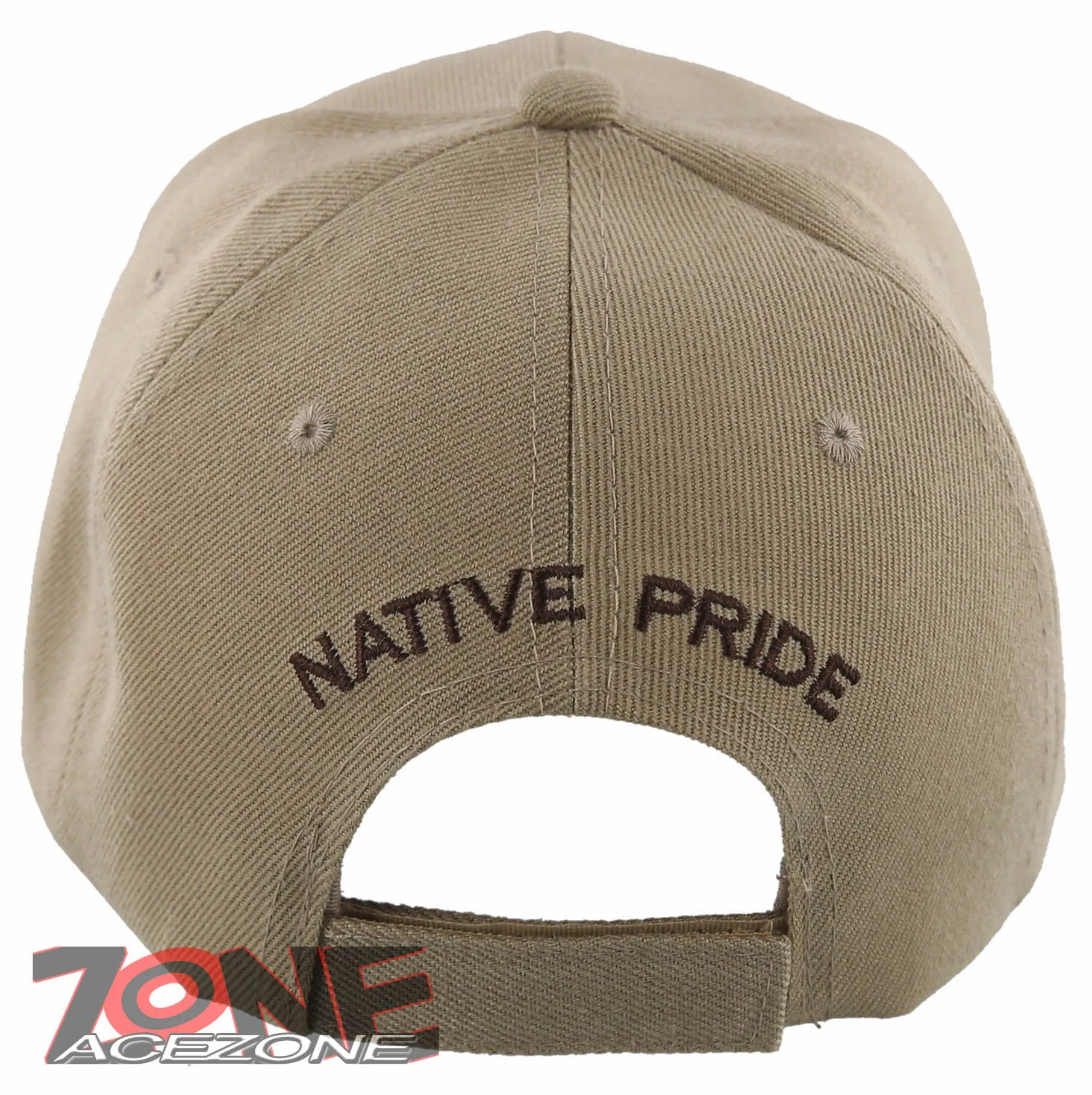 NEW! NATIVE PRIDE BEAR FEATHERS FAUX LEATHER BASEBALL CAP HAT TAN