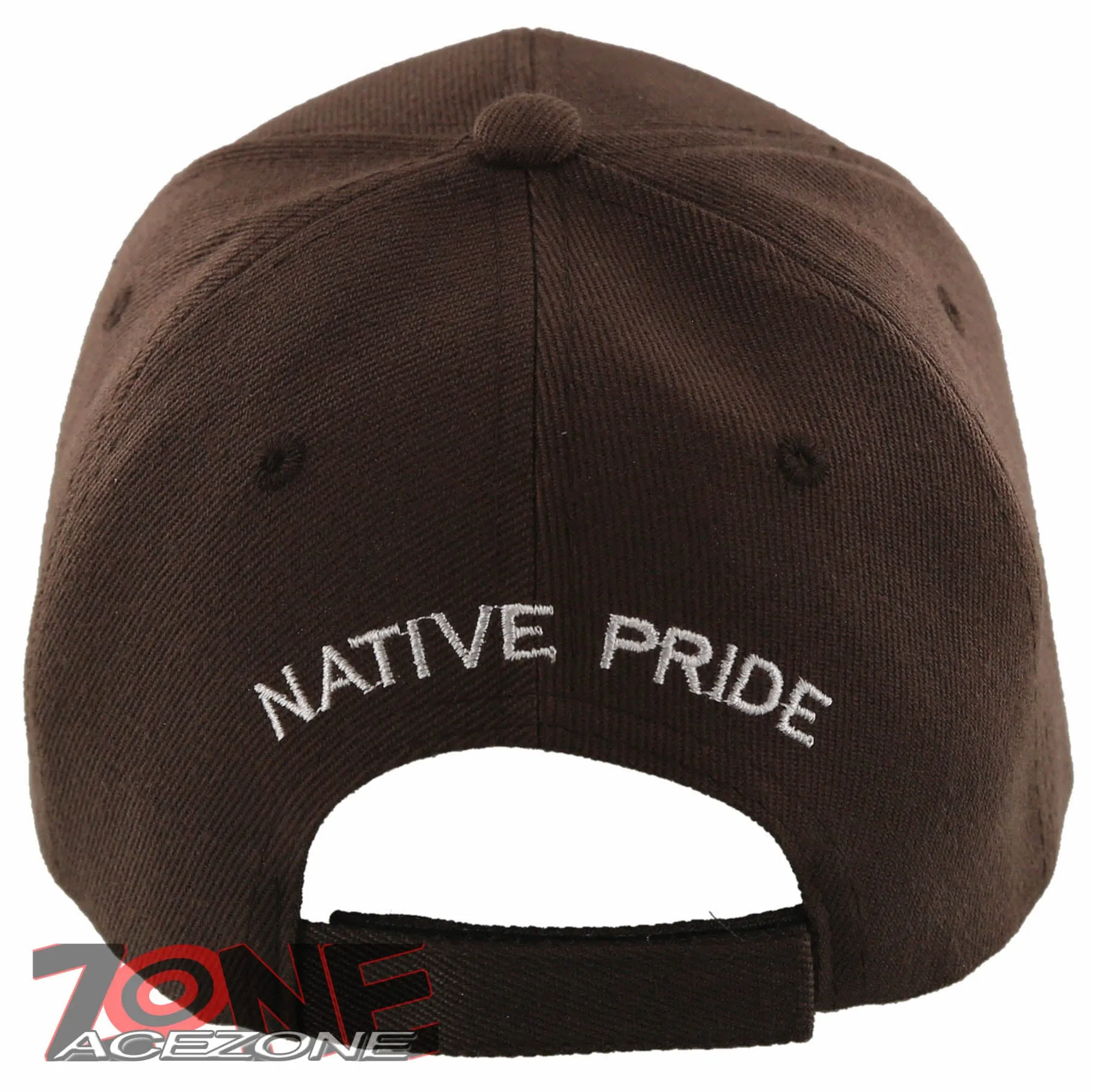 NEW! NATIVE PRIDE BUFFALO SKULL FEATHERS FAUX LEATHER BASEBALL CAP HAT BROWN