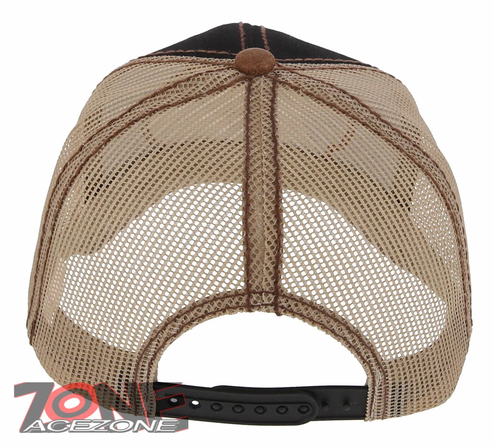NEW! RODEO HORSE SHOE MESH TRUCKER SNAPBACK BASEBALL CAP HAT BLACK TAN