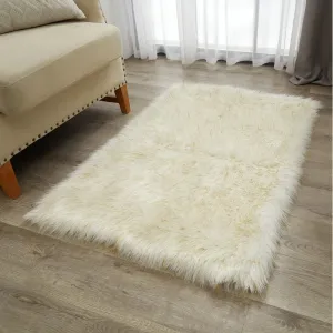 New Wayfair Stratford Park Lexie Sheepskin Faux Fur Shaggy Area Rug, Gold tinsel accents, 30 x 46 Retails $96 