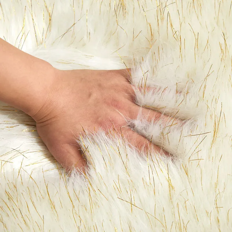 New Wayfair Stratford Park Lexie Sheepskin Faux Fur Shaggy Area Rug, Gold tinsel accents, 30 x 46 Retails $96 