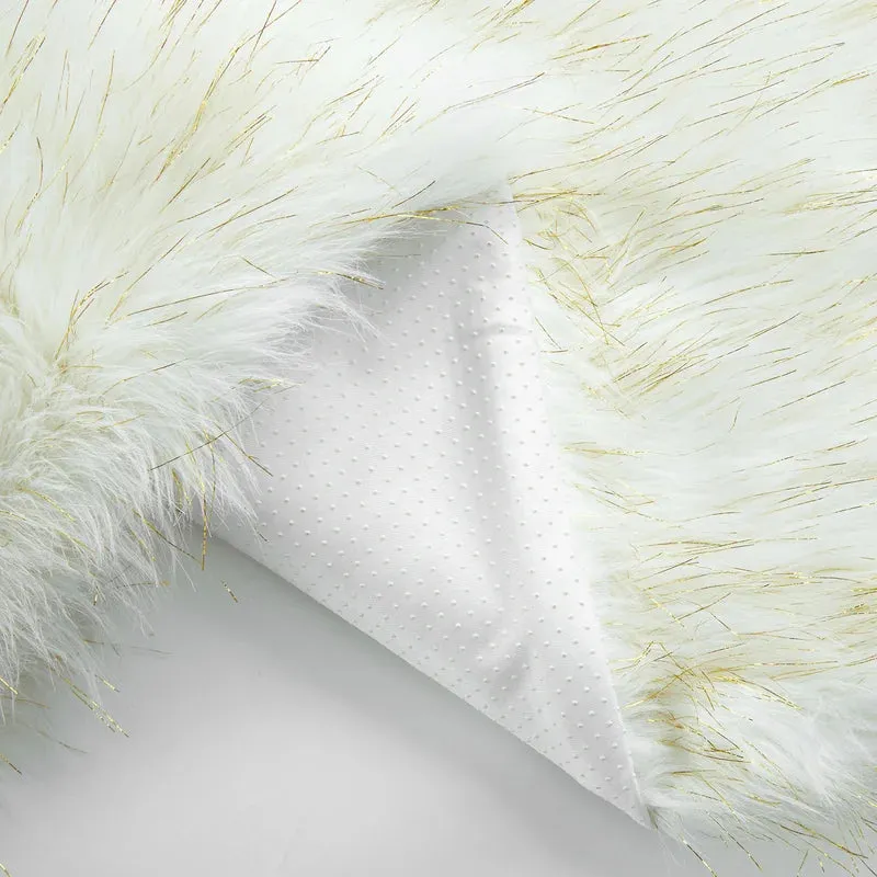 New Wayfair Stratford Park Lexie Sheepskin Faux Fur Shaggy Area Rug, Gold tinsel accents, 30 x 46 Retails $96 