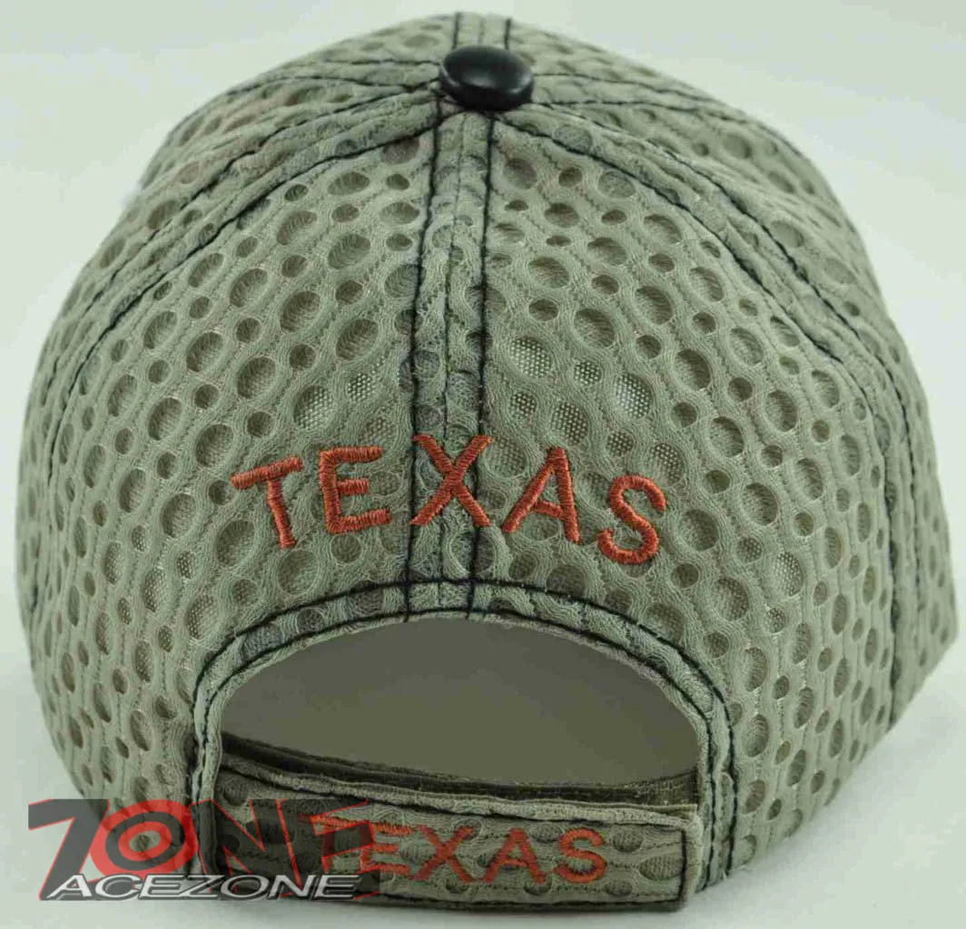NEW! W/LEATHER TEXAS TX MESH CAP HAT TAN