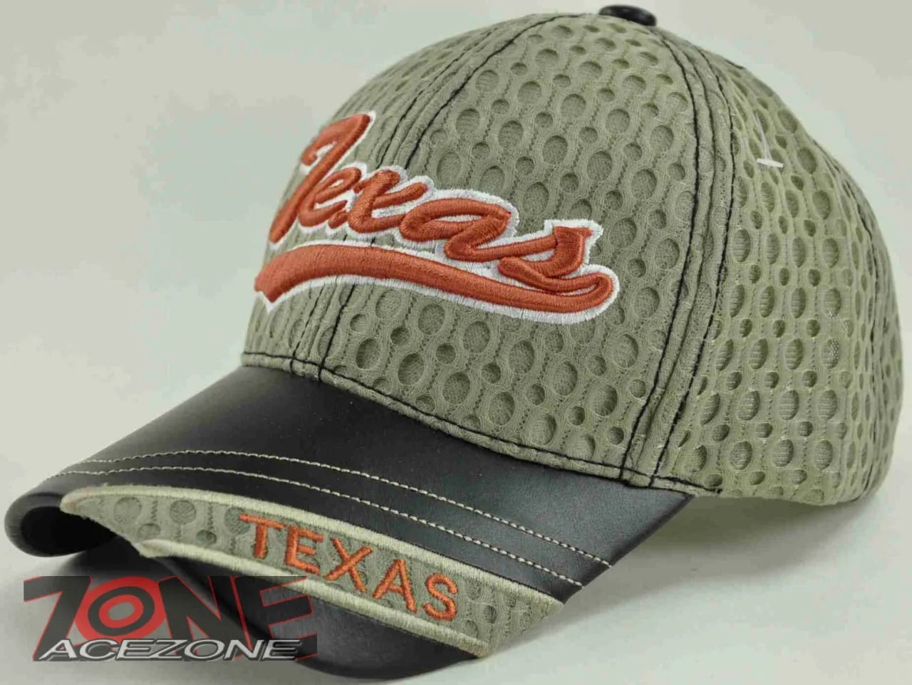 NEW! W/LEATHER TEXAS TX MESH CAP HAT TAN