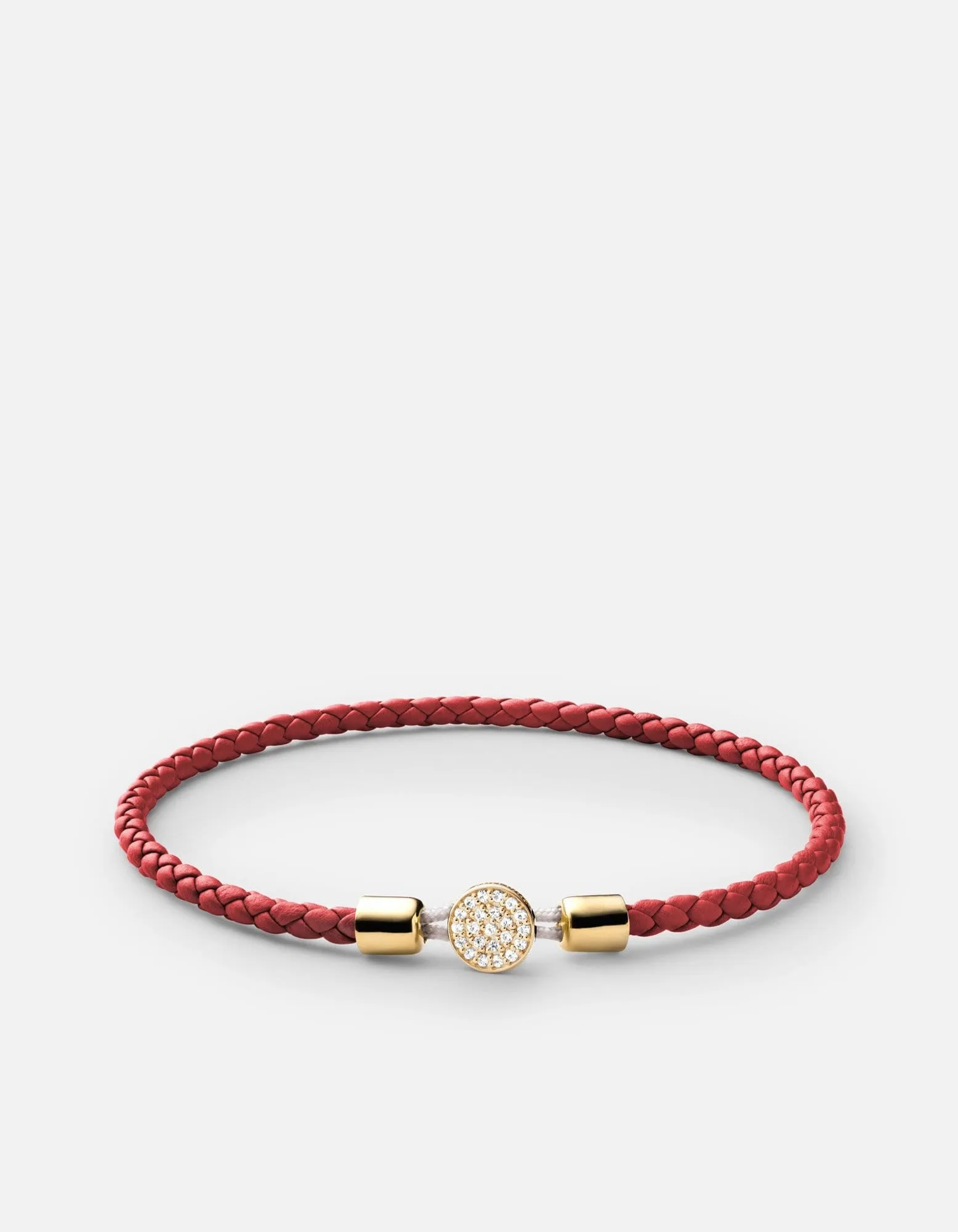 Nexus Leather Bracelet, 14k Gold Pavé