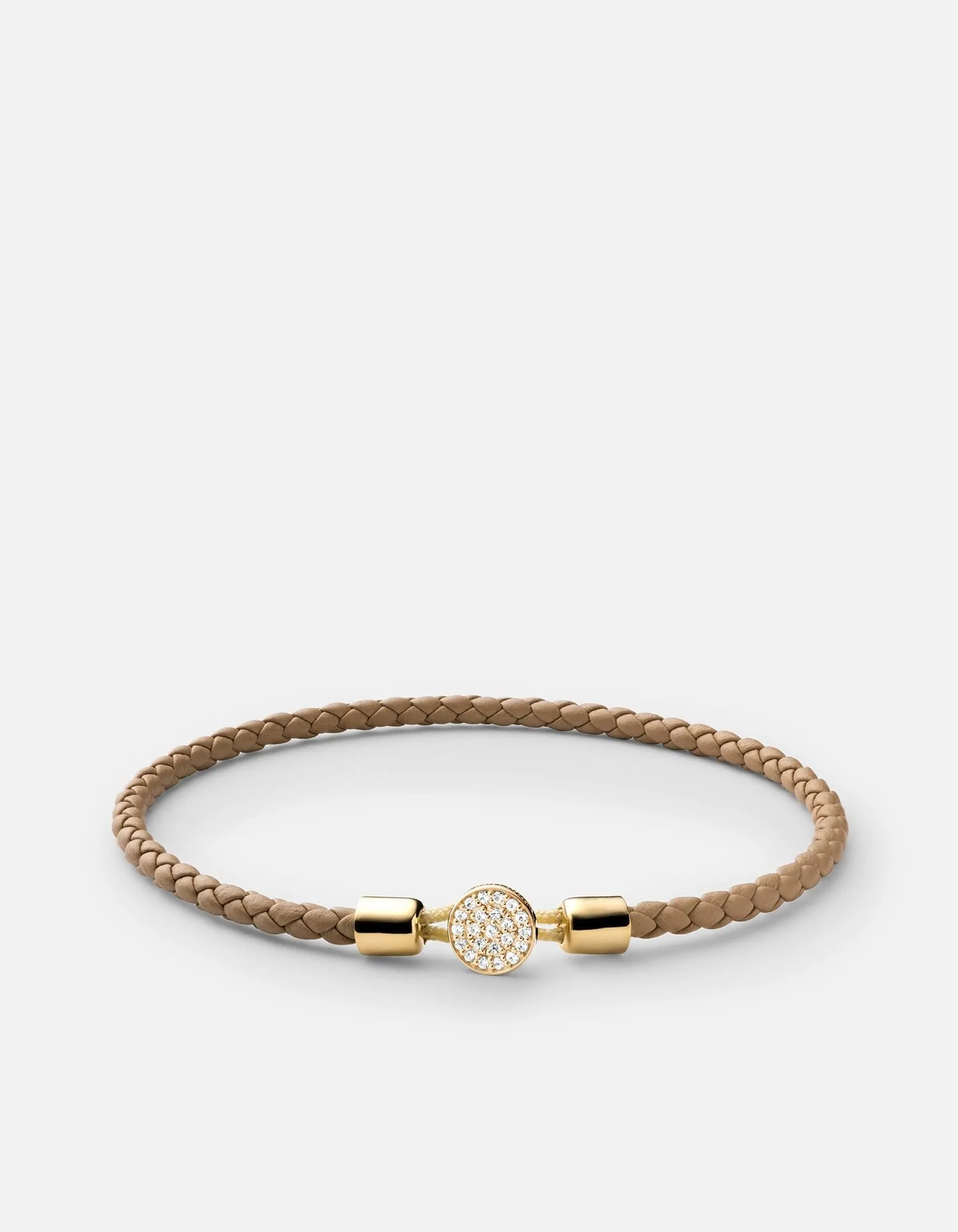 Nexus Leather Bracelet, 14k Gold Pavé