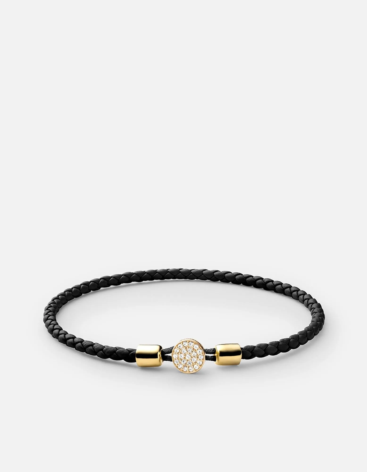 Nexus Leather Bracelet, 14k Gold Pavé