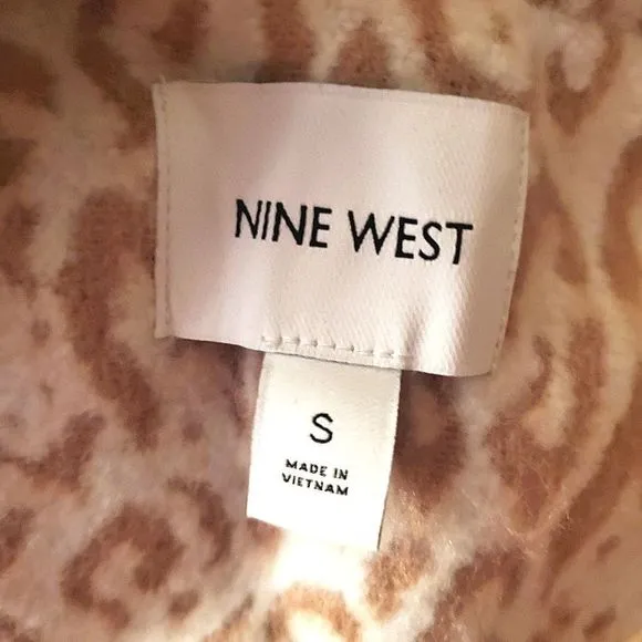 Nine West White Leopard Pea Coat‎ Woman's Small NWT