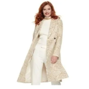 Nine West White Leopard Pea Coat‎ Woman's Small NWT