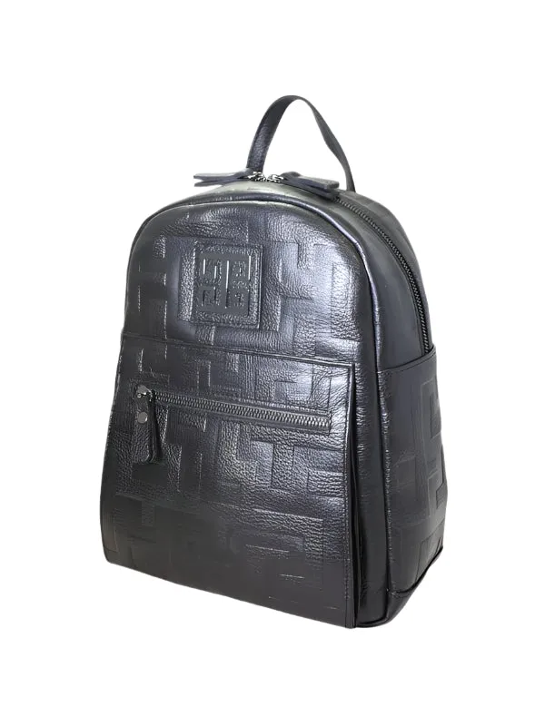 NIRIIDA Small – Embossed LEATHER – CLASSIC Pattern – Black – Backpack