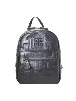 NIRIIDA Small – Embossed LEATHER – CLASSIC Pattern – Black – Backpack