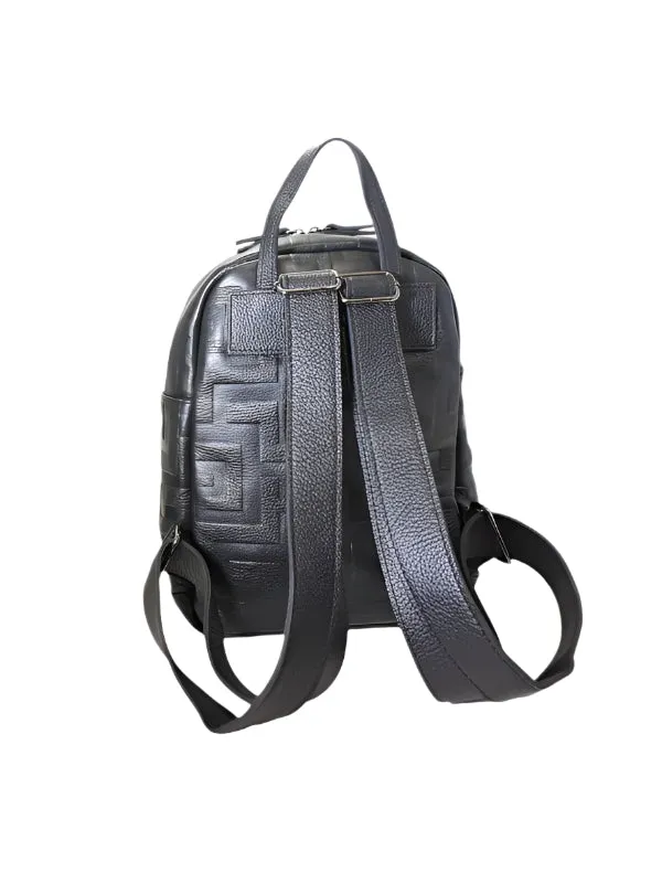 NIRIIDA Small – Embossed LEATHER – CLASSIC Pattern – Black – Backpack