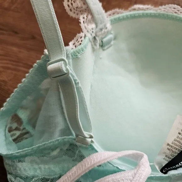 NWOT! 2PC SET Cassandra Intimates Lace Babydoll   String, M, Misty Teal