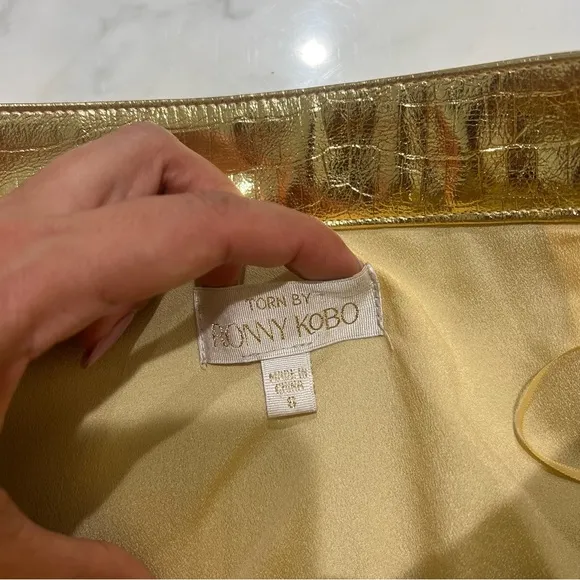 NWOT Torn by RONNY KOBO Metallic Gold Skirt
