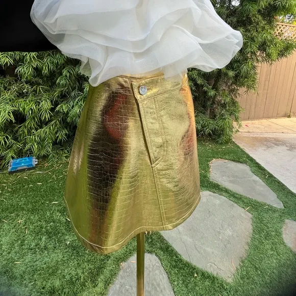 NWOT Torn by RONNY KOBO Metallic Gold Skirt