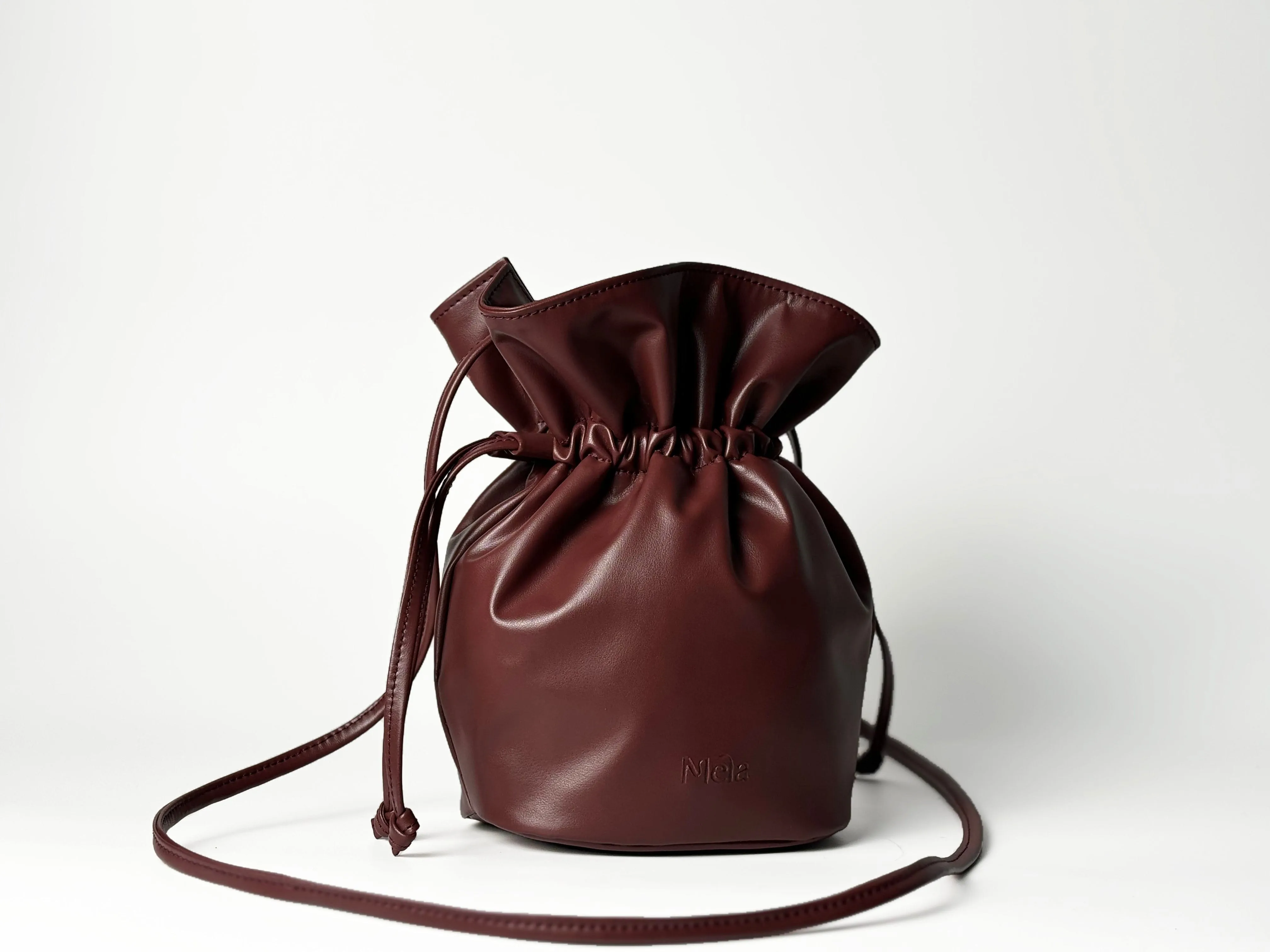 Olivia Apple Leather Vegan Bucket Bag | Deep Red