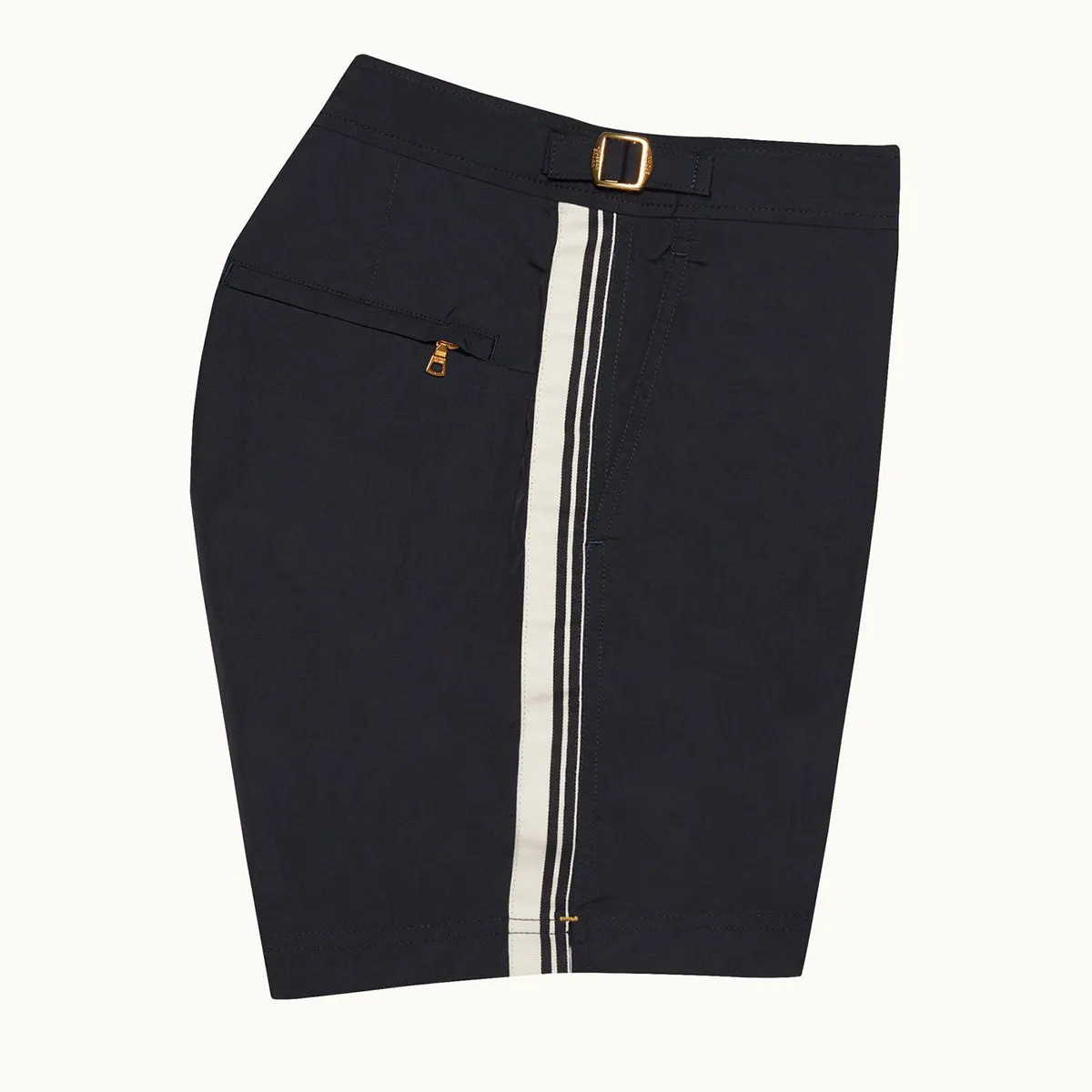 Orlebar Brown -  Bulldog Border Tape Swim Shorts in Navy