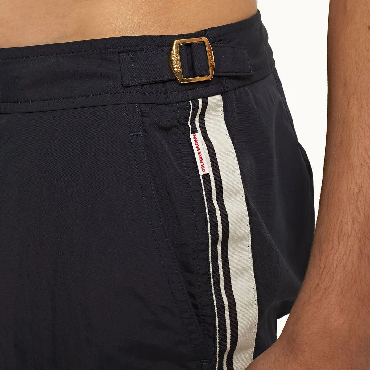 Orlebar Brown -  Bulldog Border Tape Swim Shorts in Navy