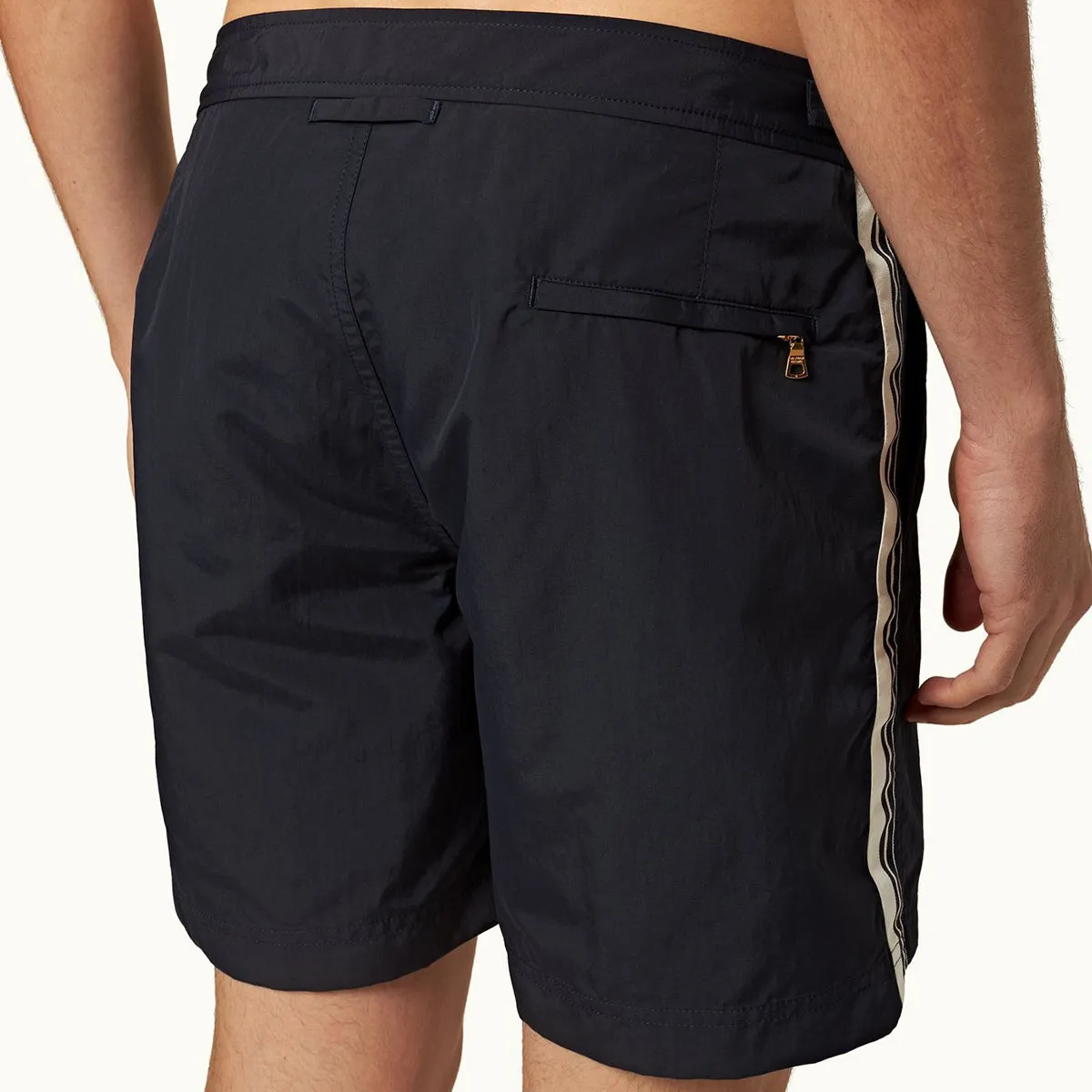 Orlebar Brown -  Bulldog Border Tape Swim Shorts in Navy