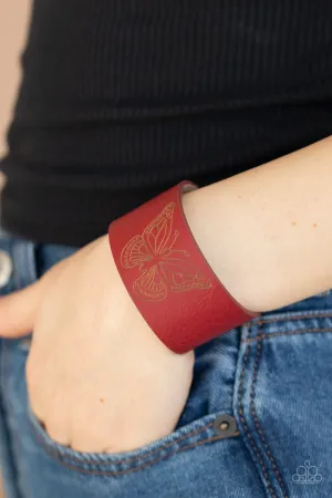 Paparazzi Flirty Flutter - Red Butterfly Wrap Bracelet
