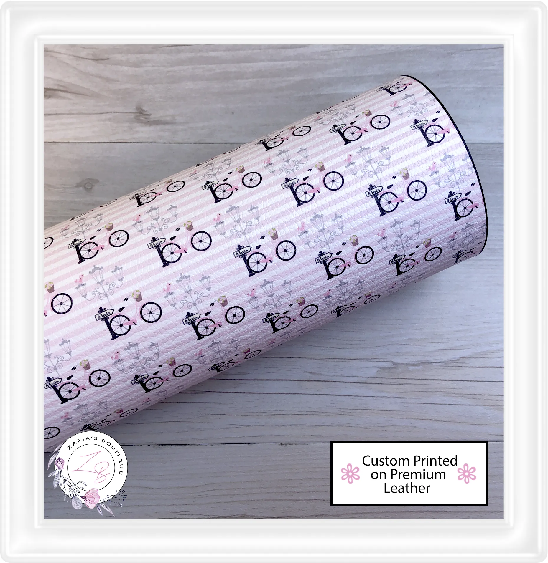 ⋅ Parisian Streetscape ⋅ Custom Printed Premium Vegan Faux Leather