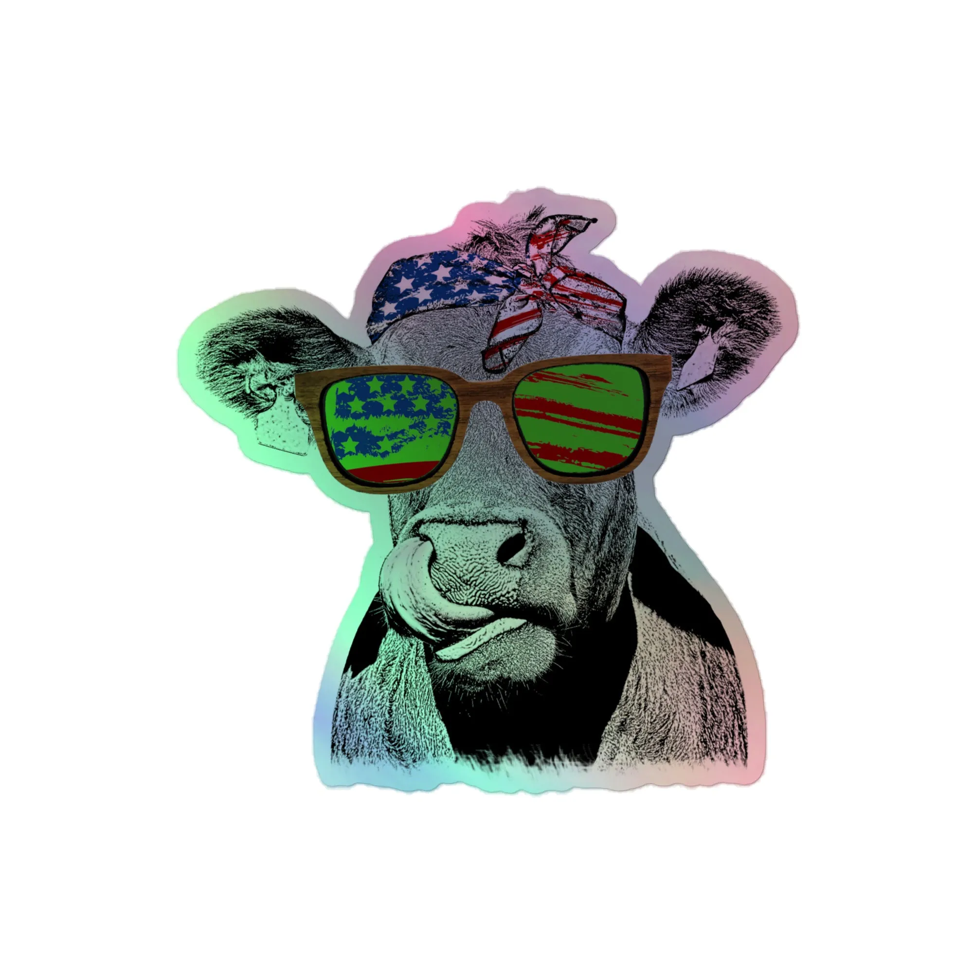 Patriotic C.O.W Holographic stickers