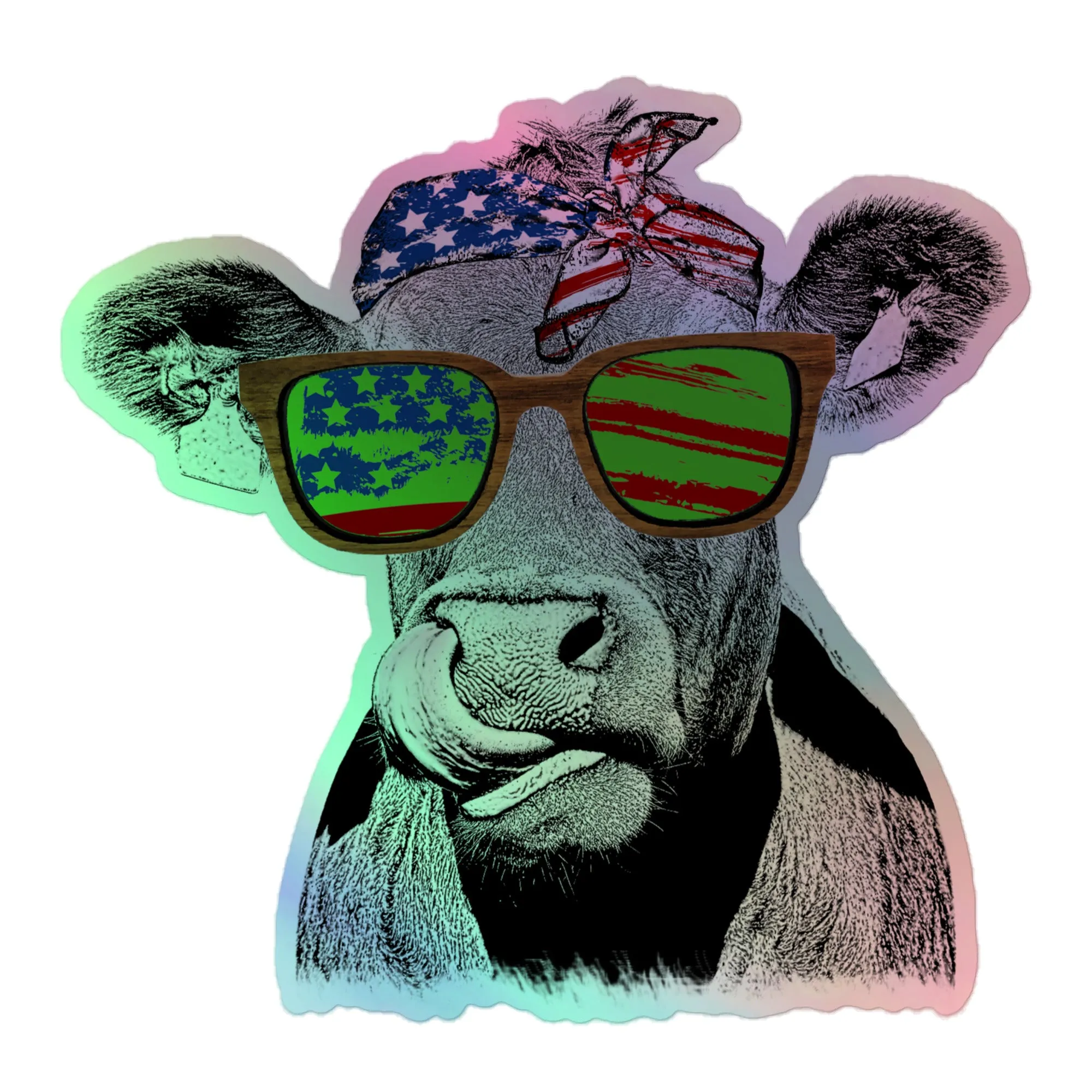 Patriotic C.O.W Holographic stickers