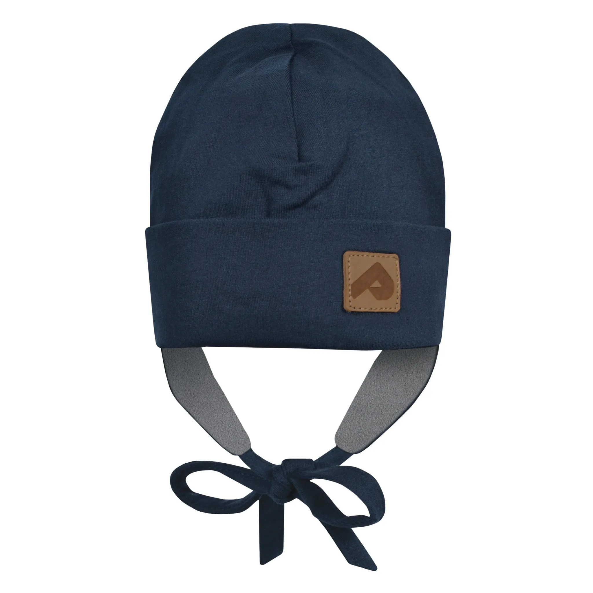 Perlimpinpin Jersey Hat with Fleece Lining and Strings - Navy