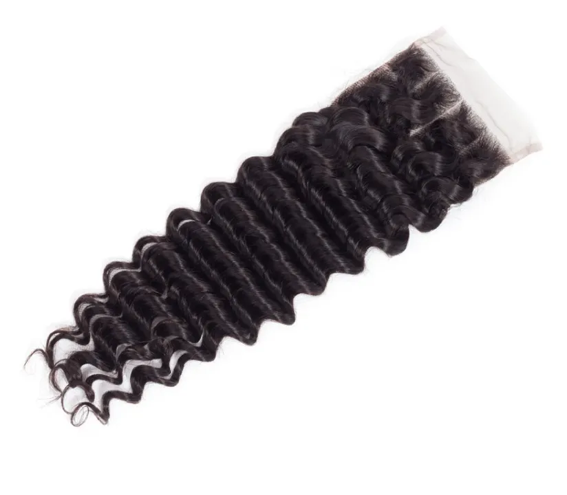 Peruvian Deep Wave Bundles With 4×4 Closure 10A Grade 100% Human Remy Hair MYLOCKME
