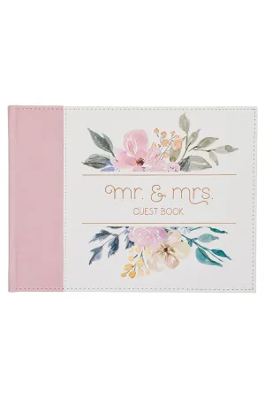 Pink Floral Mr. & Mrs. Wedding Guest Book