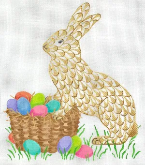 PL-512: Golden Fishnet Easter Bunny with Basket of Eggs