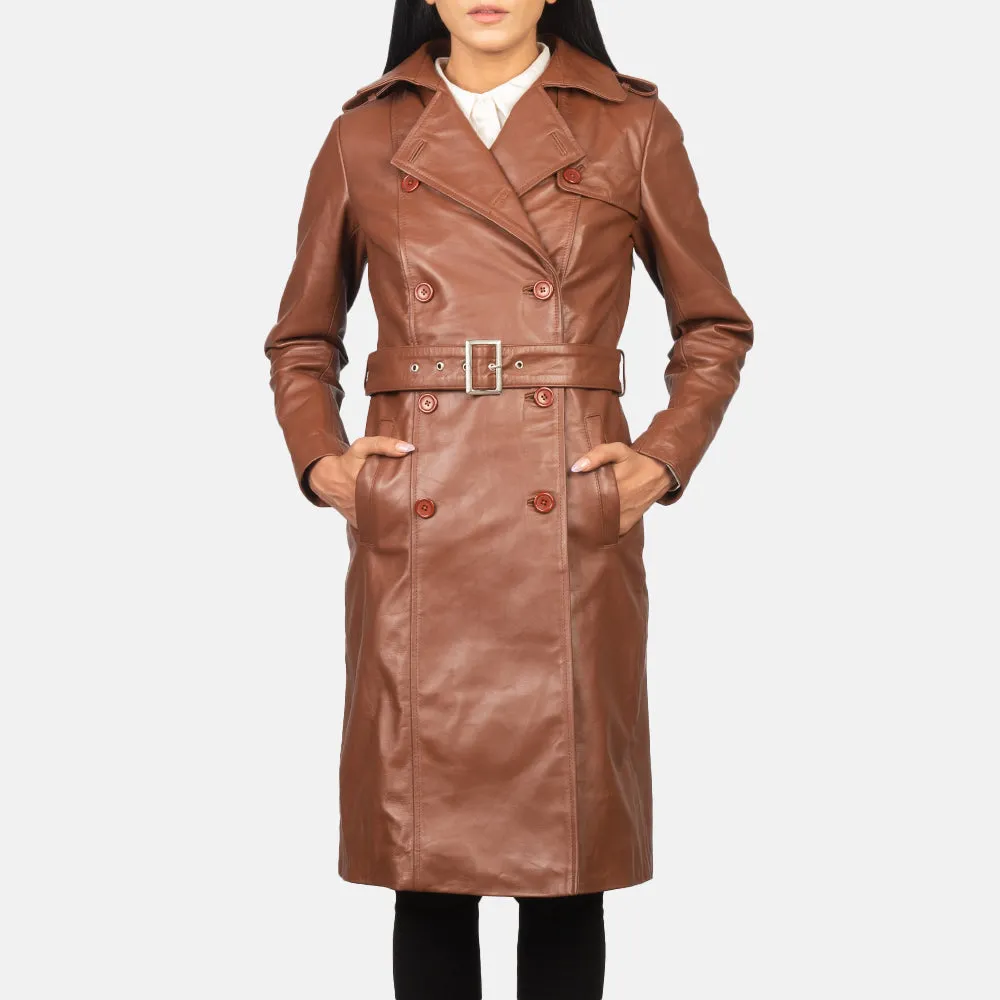 Plucky Double Breasted Leather Coat