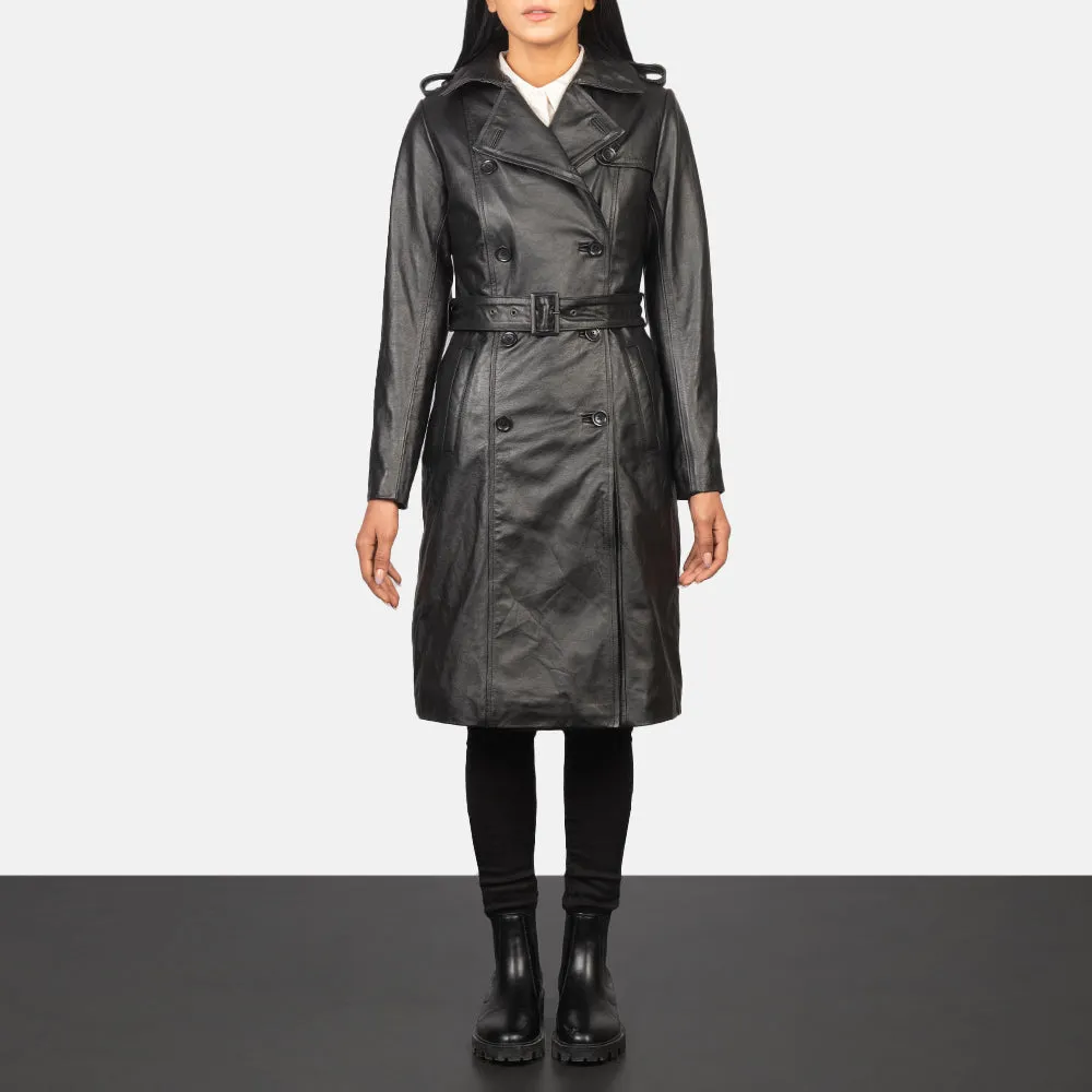 Plucky Double Breasted Leather Coat