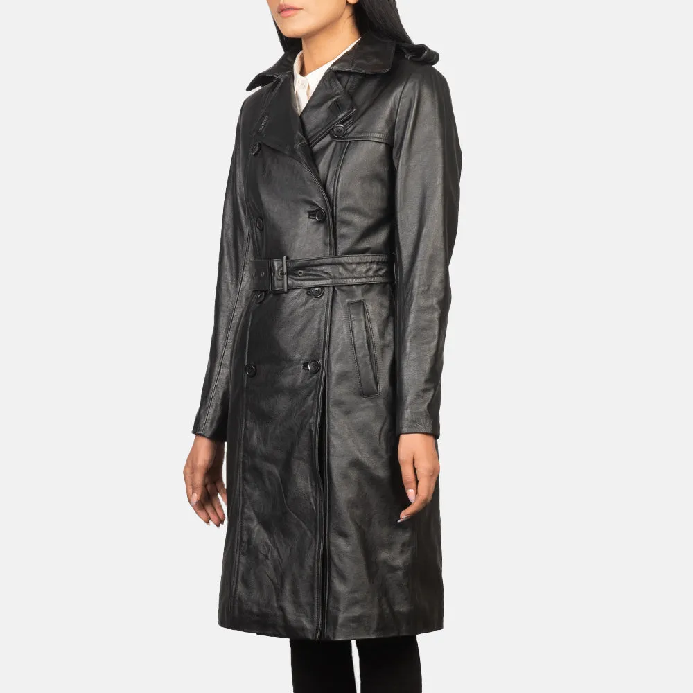 Plucky Double Breasted Leather Coat