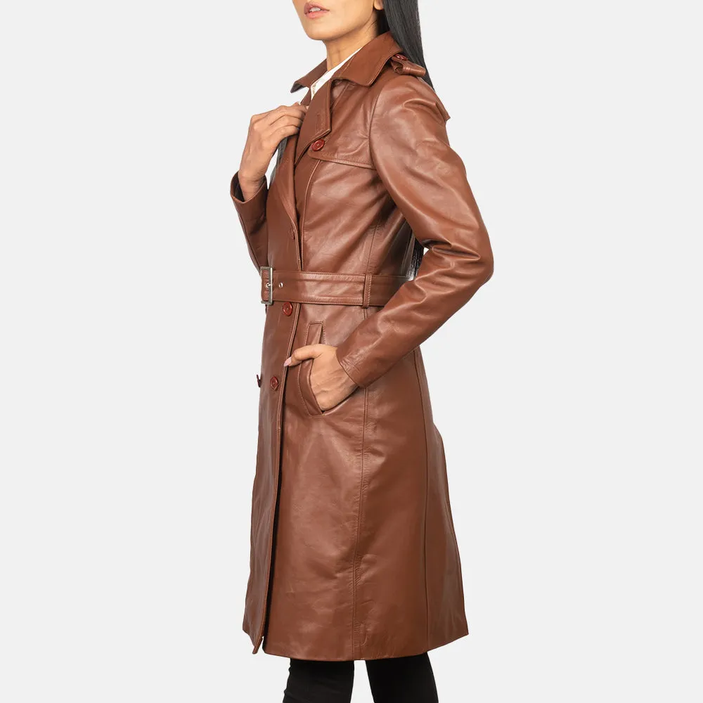 Plucky Double Breasted Leather Coat