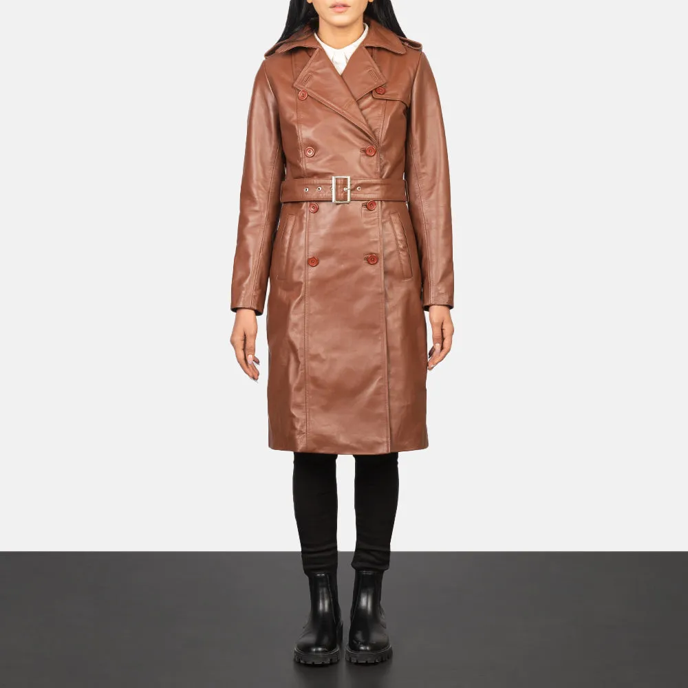 Plucky Double Breasted Leather Coat