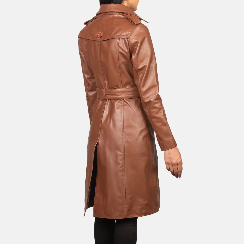 Plucky Double Breasted Leather Coat
